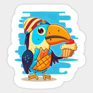 Toucan & Cupcake Sticker